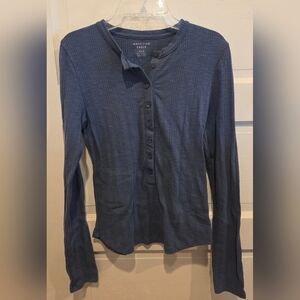 American Eagle Outfitters Dark Blue Henley Top